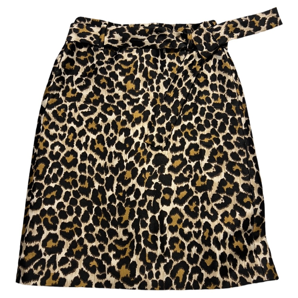J. Crew Skirt Removable Belted Leopard Print Back Zipper Lined Size 4 NWOT